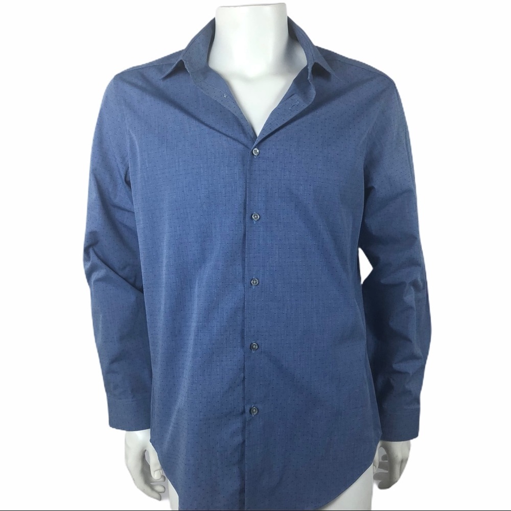 Calvin Klein Slim Fit Men Blue Long Shirt Size 16